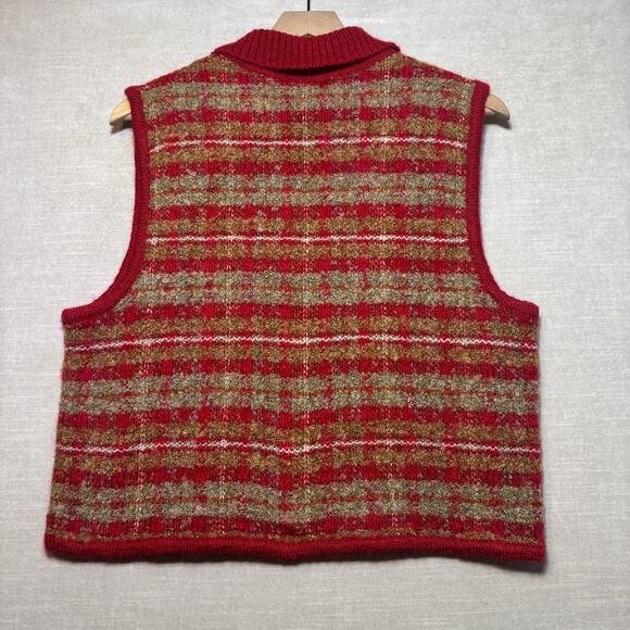 Vtg Boundary Waters Plaid Wool Blend Vest Zip Front M Rustic Cozy Cabin Grunge - Picture 2 of 6